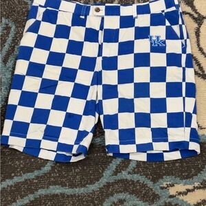 Blue and White UK Checkered Men's Shorts